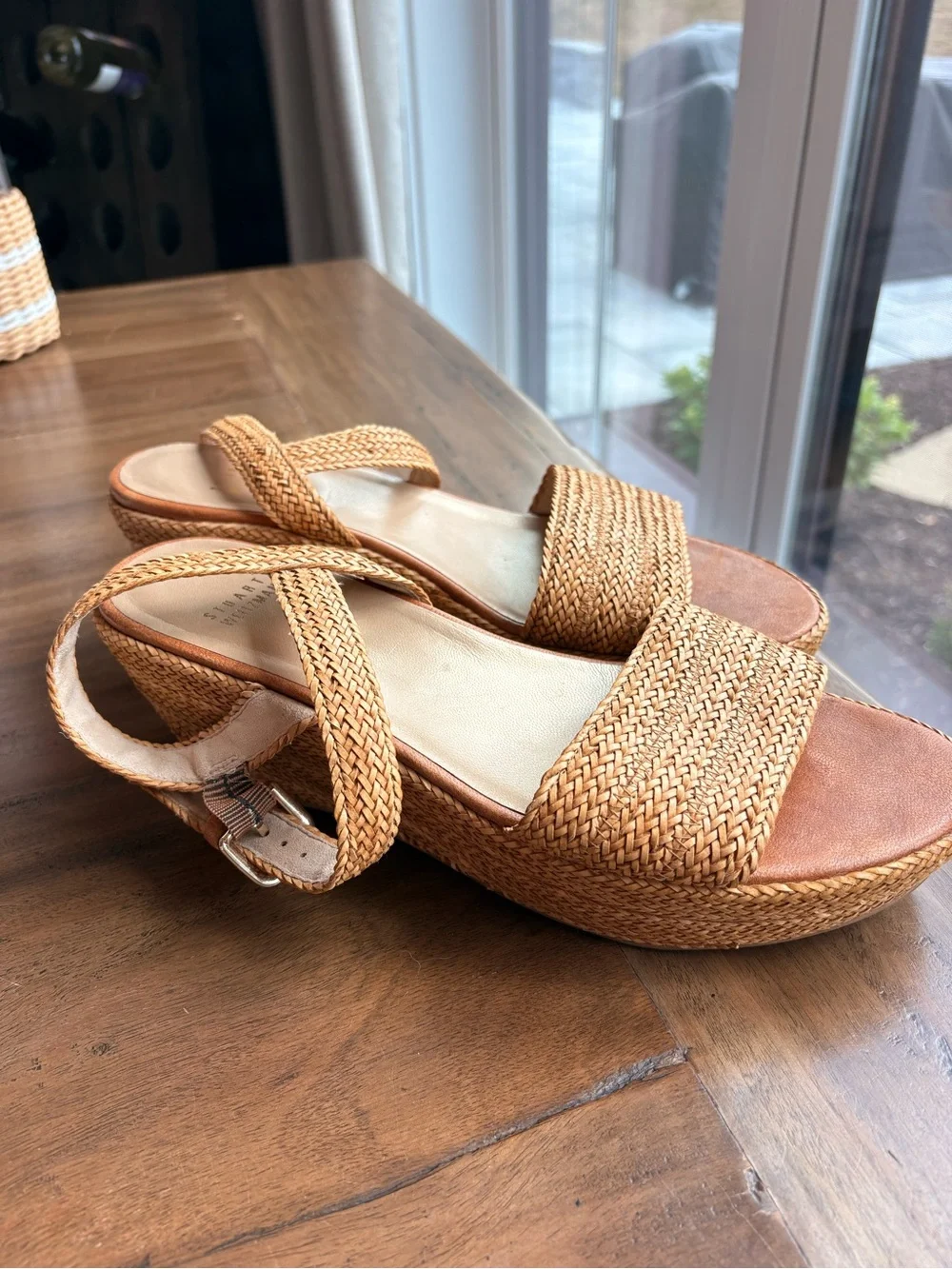 Stuart Weitzman Barbados Braided Wedge Sandal - Tan - Picture 2 of 12